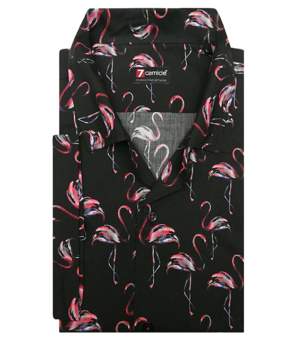 Shirt flamingo zwart