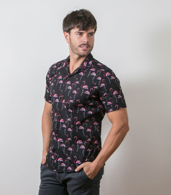 Shirt flamingo zwart - Afbeelding 2