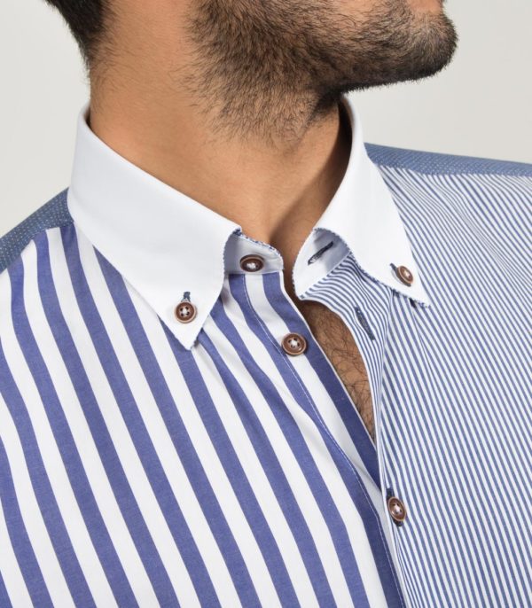 Shirt stripes wit/blauw - Afbeelding 2